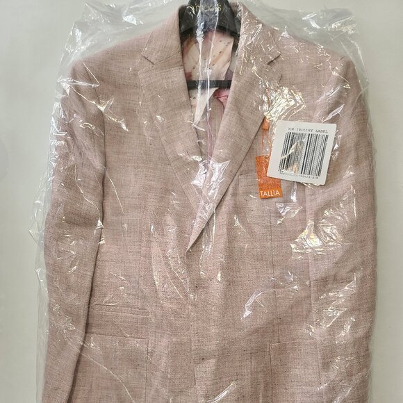 NWT Tallia Mens Slim-Fit Patterned Linen Pink Sport Lightweight Coat - Picture 4 of 6